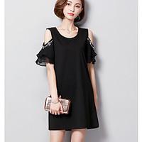womens party other casual a line dress solid round neck above knee len ...