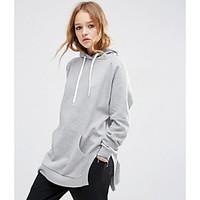 womens casualdaily hoodie solid round neck micro elastic cotton rayon  ...