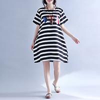 womens casualdaily sheath dress striped round neck above knee short sl ...