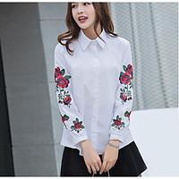 womens casualdaily simple shirt print shirt collar long sleeve cotton  ...