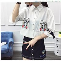 Women\'s Casual/Daily Simple Summer Shirt Skirt Suits, Floral Round Neck Half Sleeve Micro-elastic