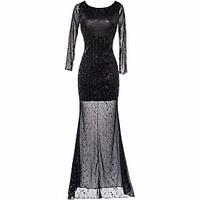 womens going out trumpetmermaid dress solid round neck maxi long sleev ...