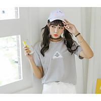 womens casualdaily simple t shirt print crew neck short sleeve cotton  ...