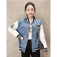 womens casualdaily simple street chic spring denim jacket solid square ...