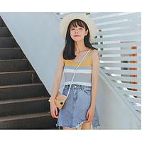 womens casualdaily simple regular vest striped round neck sleeveless c ...