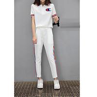 womens casualdaily sports simple active spring t shirt pant suits soli ...
