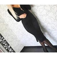 womens casualdaily a line dress solid deep v maxi long sleeve silk sum ...