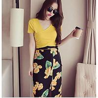 Women\'s Casual/Daily Vintage Summer Hoodie Skirt Suits, Solid V Neck Short Pant Micro-elastic