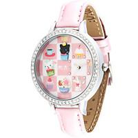 Women\'s Fashion Watch Quartz PU Band Pink