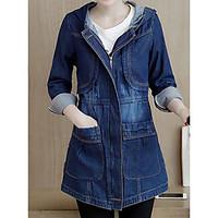 womens going out casualdaily simple street chic spring coat solid hood ...