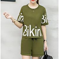 womens casualdaily active summer t shirt pant suits letter round neck  ...