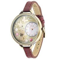 womens fashion watch quartz leather band brown