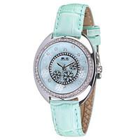 womens fashion watch quartz pu band red green