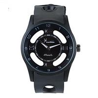 womens fashion watch quartz silicone band casual black white blue