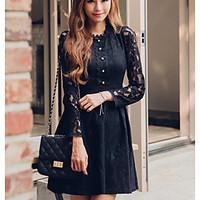 womens going out a line dress solid round neck above knee long sleeve  ...