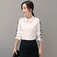 womens casualdaily work simple spring summer shirt solid patchwork shi ...
