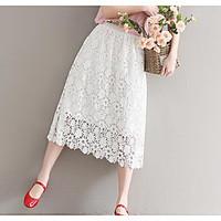 Women\'s Casual/Daily Midi Skirts A Line Solid Summer