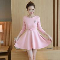 womens going out casualdaily sheath dress solid round neck above knee  ...
