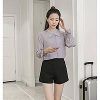 womens casualdaily work simple shirt solid stand long sleeve cotton