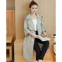 womens holiday sophisticated spring trench coat solid stand long sleev ...