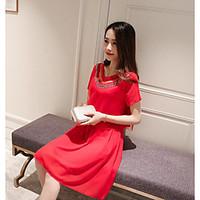 womens casualdaily cute a line dress solid v neck above knee short sle ...