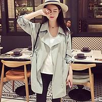 womens going out beach holiday simple spring fall coat solid shirt col ...
