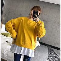 Women\'s Casual/Daily Going out Sweatshirt Solid Crew Neck Micro-elastic Cotton Long Sleeve Spring Fall Winter