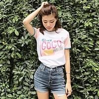 womens going out casualdaily simple t shirt letter round neck short sl ...