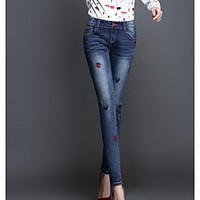 womens high rise micro elastic jeans pants street chic slim solid