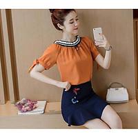 womens casualdaily sexy summer t shirt skirt suits solid bateau short  ...