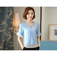 womens going out casualdaily sexy cute street chic blouse solid round  ...