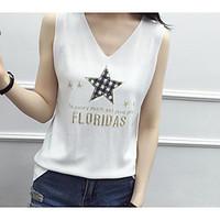 womens going out casualdaily sexy cute t shirt solid v neck sleeveless ...