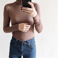 womens casualdaily simple spring t shirt solid round neck long sleeve  ...