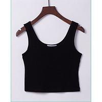 womens going out simple tank top solid off shoulder sleeveless cotton