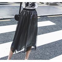 Women\'s Holiday Midi Skirts A Line Solid Summer