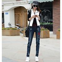 womens high rise inelastic jeans chinos pants street chic slim skinny  ...