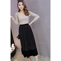 womens holiday midi skirts swing color block summer