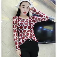 womens casualdaily simple t shirt print round neck long sleeve cotton  ...