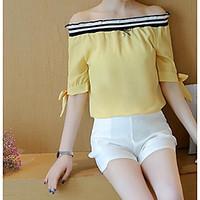 womens casualdaily simple blouse solid boat neck length sleeve polyest ...