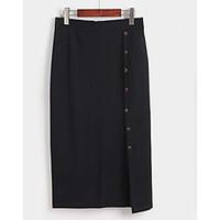 womens casualdaily knee length skirts pencil solid spring summer