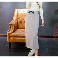 womens casualdaily midi skirts pencil solid spring summer