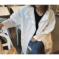 womens casualdaily simple spring fall trench coat solid hooded long sl ...