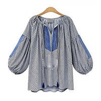 womens casualdaily boho spring shirt polka dot v neck long sleeve cott ...