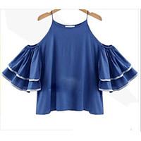 womens going out sexy cute summer t shirt solid round neck sleeve line ...