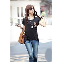 womens casualdaily simple t shirt solid color block round neck short s ...