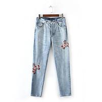 womens high rise micro elastic jeans pants street chic loose solid