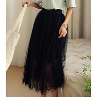 Women\'s Casual/Daily Midi Skirts A Line Solid Spring Summer