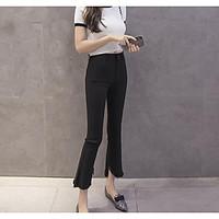 womens mid rise high elasticity chinos pants simple wide leg solid