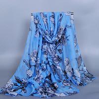 womens fashion voile flowers print cotton scarf khakibeigegreenwhitebl ...