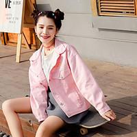 womens going out casualdaily simple cute spring jacket solid stand lon ...